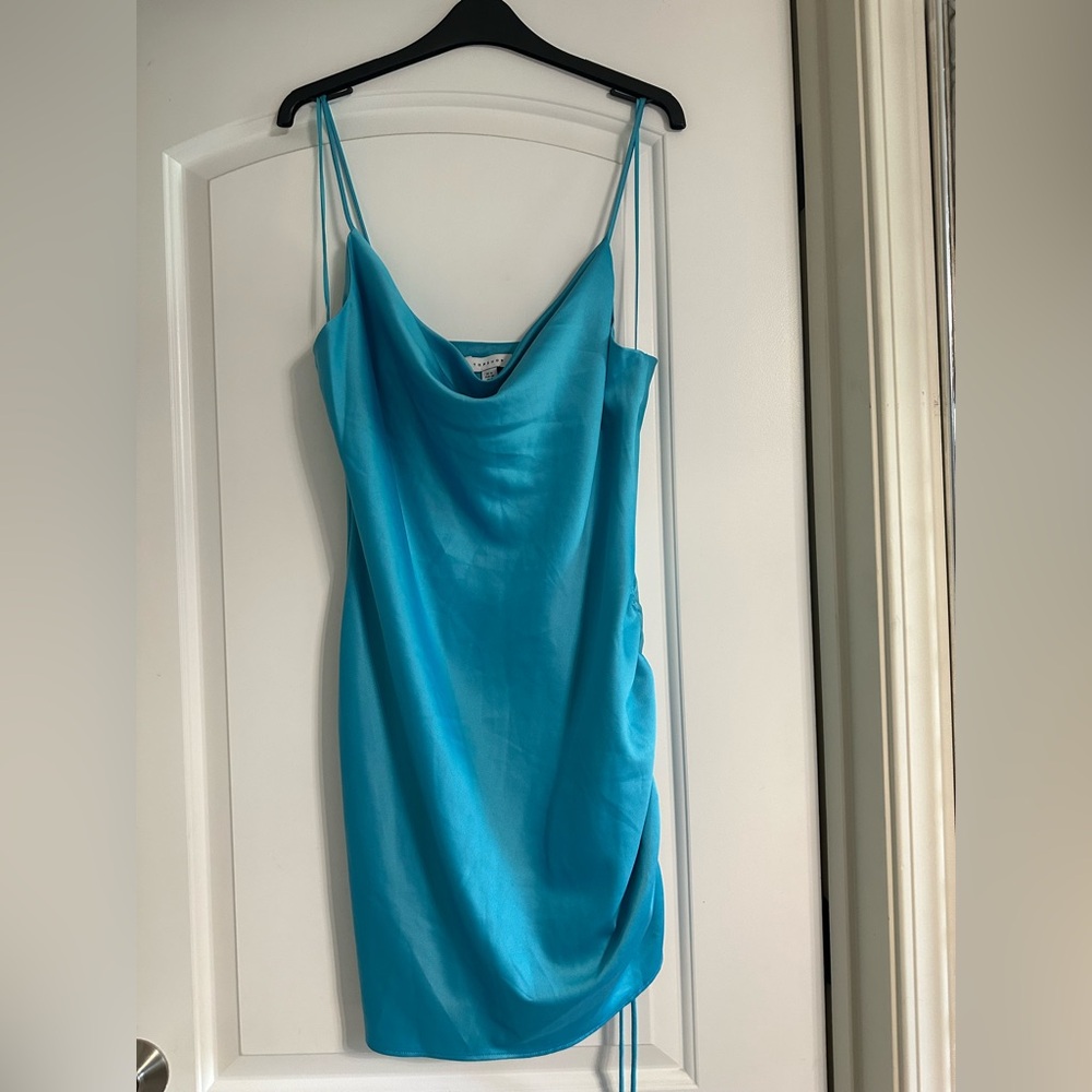 Topshop Teal Satin Dress